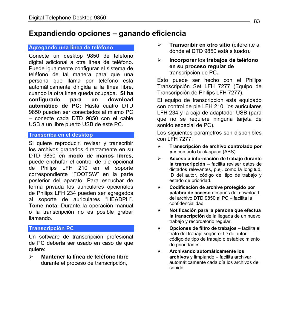 Expandiendo opciones – ganando eficiencia | Philips 9850 User Manual | Page 83 / 88