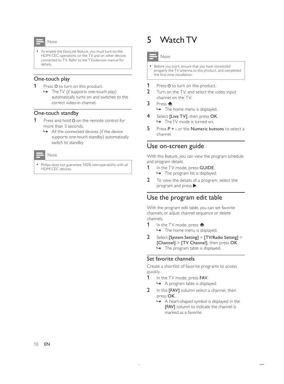 5watch tv, Use on-screen guide, Use the program edit table | Philips DTP4800 User Manual | Page 10 / 34