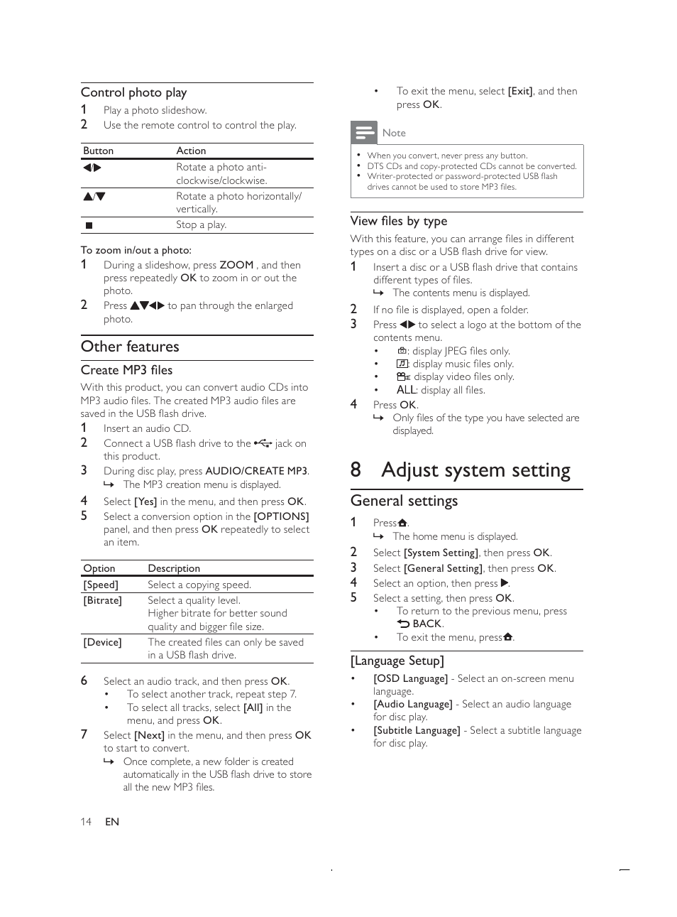 Gmxvwv\vwhpvhwwlqj, General settings, 2wkhuihdwxuhv | Philips DTP4800 User Manual | Page 14 / 34