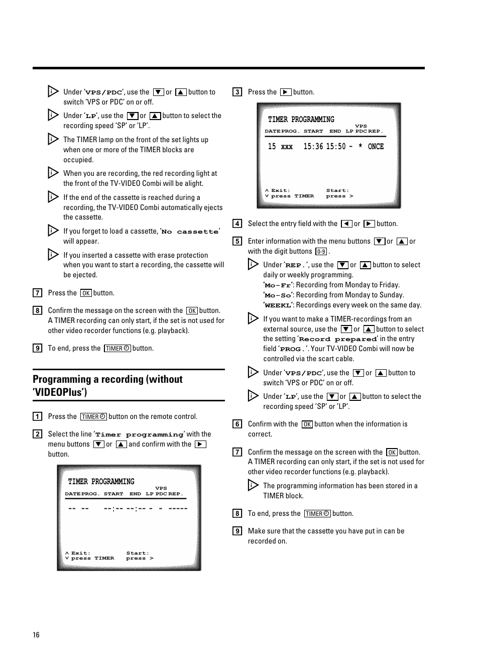 Programming a recording (without ’videoplus’) | Philips 25PV720/07 User Manual | Page 18 / 24