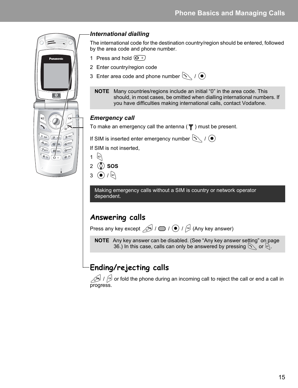Answering calls, Ending/rejecting calls, Answering calls ending/rejecting calls | Phone basics and managing calls | Philips X400 User Manual | Page 18 / 105