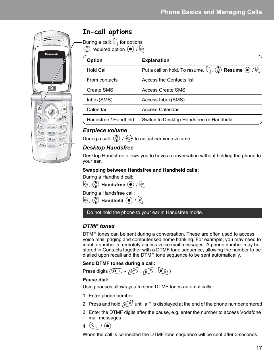 In-call options, Phone basics and managing calls | Philips X400 User Manual | Page 20 / 105