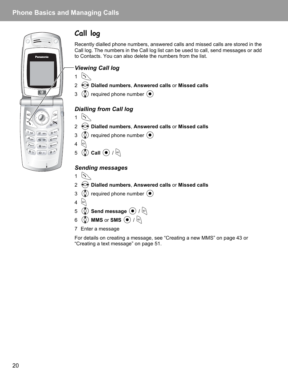 Call log, Phone basics and managing calls | Philips X400 User Manual | Page 23 / 105