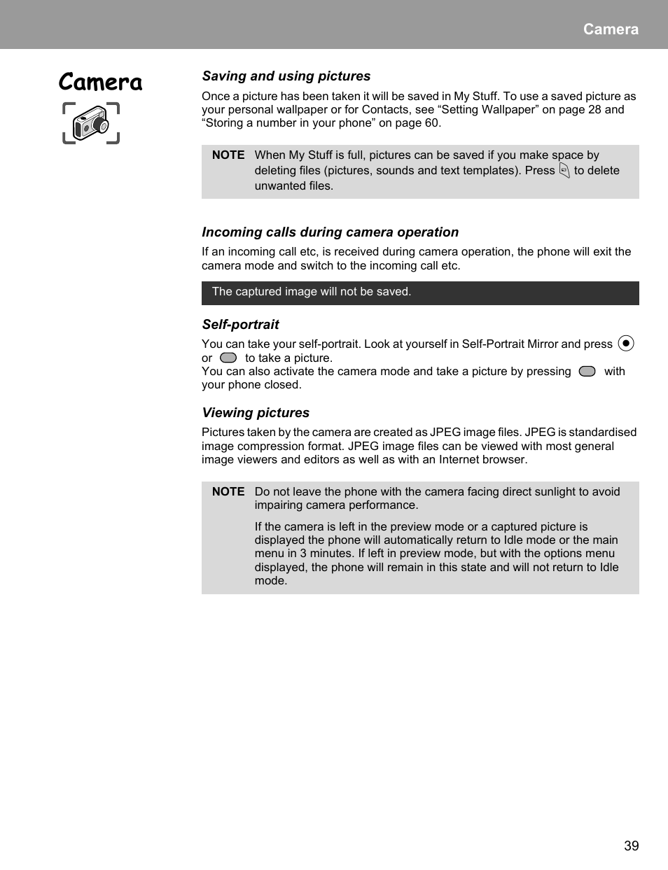 Camera | Philips X400 User Manual | Page 42 / 105