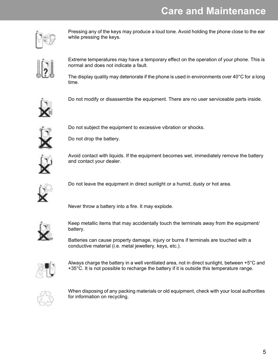 Care and maintenance | Philips X400 User Manual | Page 8 / 105