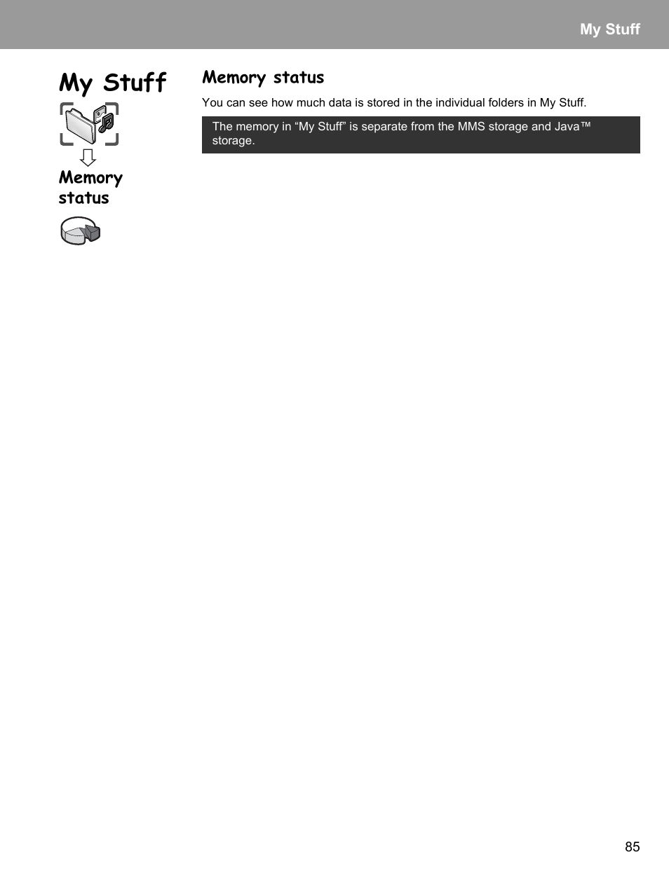 Memory status, My stuff | Philips X400 User Manual | Page 88 / 105