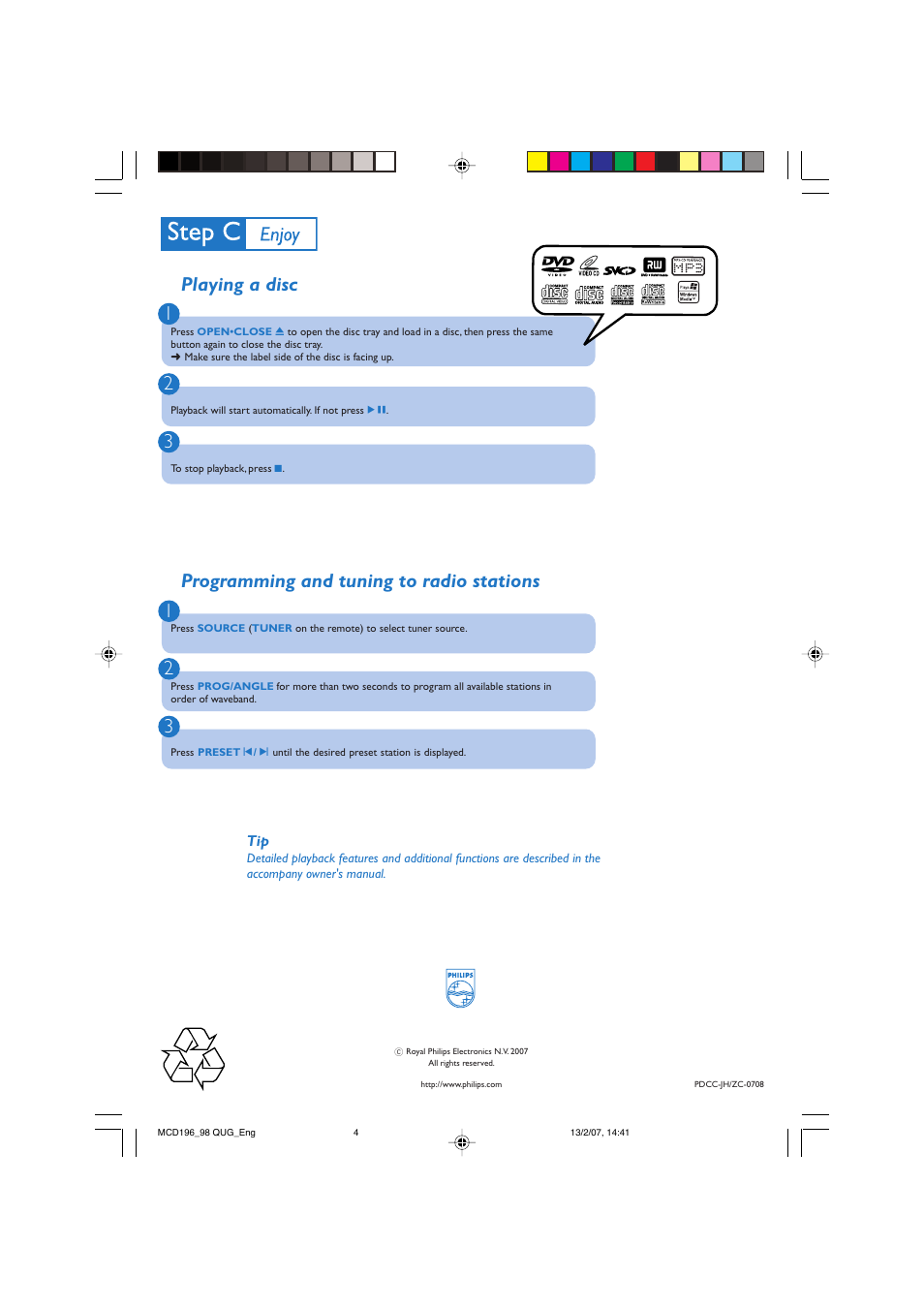 Philips ZC-0708 User Manual | Page 4 / 4