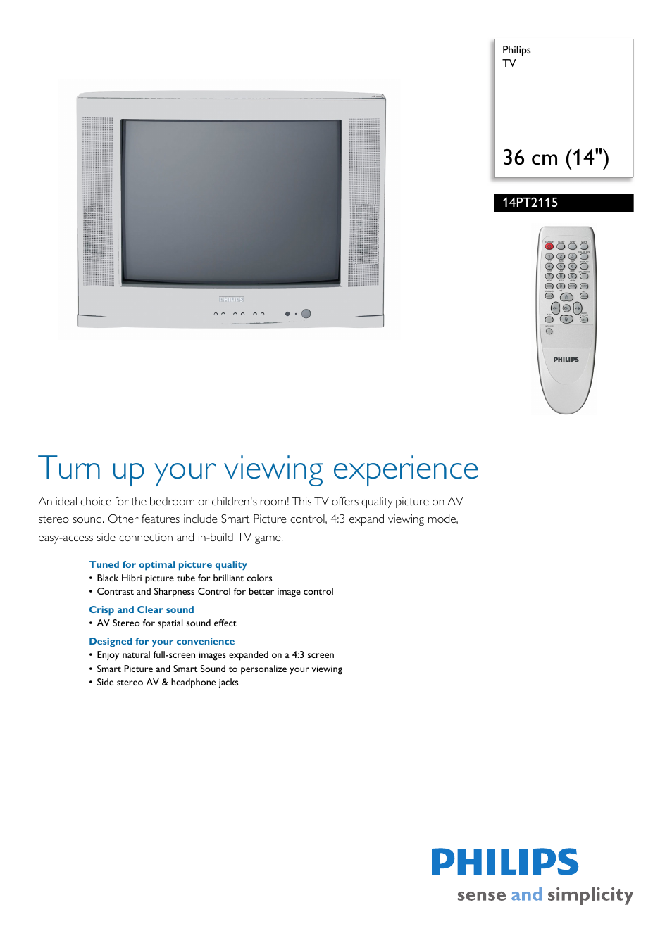 Philips 14PT2115 User Manual | 2 pages