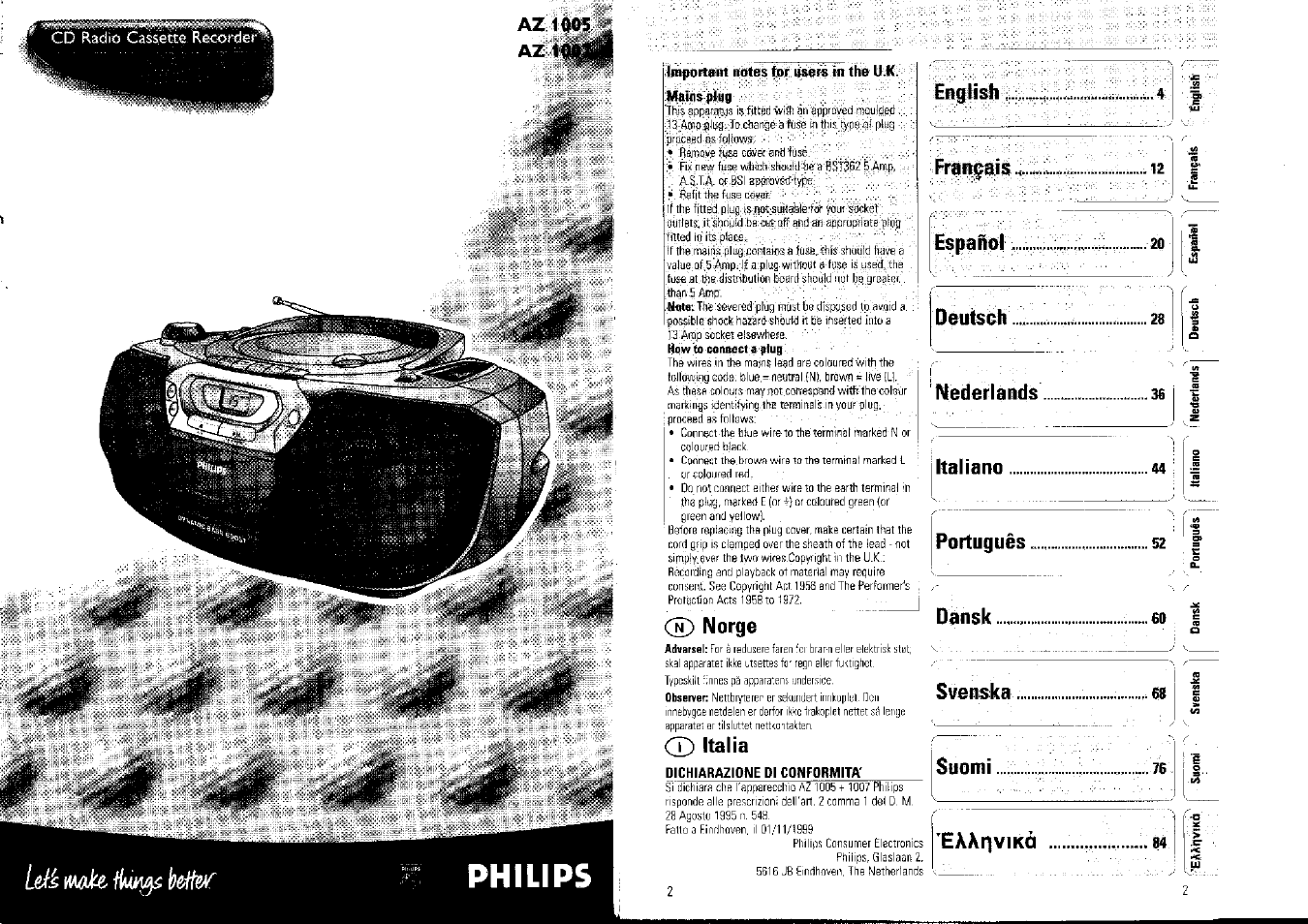 Philips AZ1007/01 User Manual | 26 pages