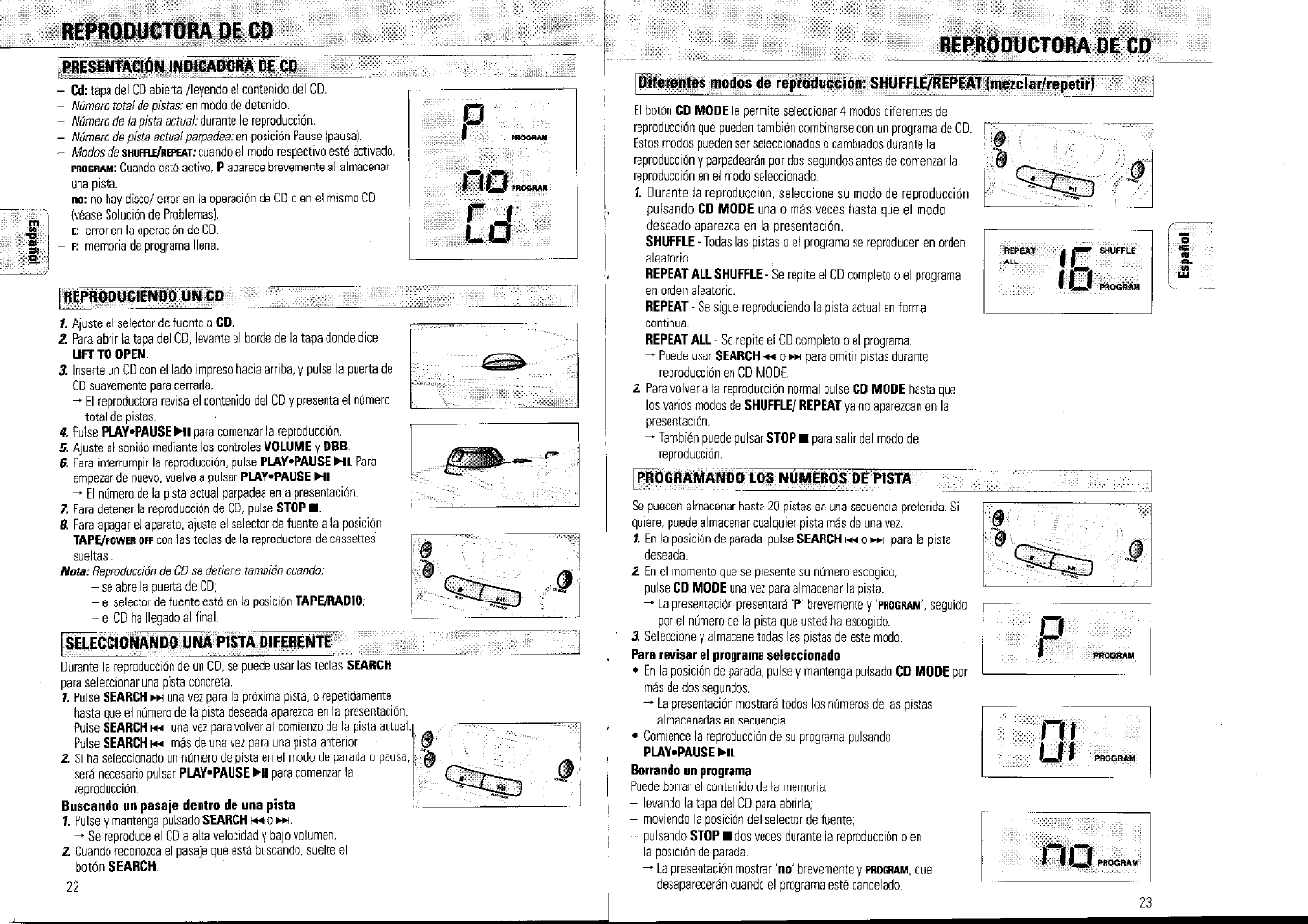 Reproouctoüa oe üd, Iri^ntación indicadora d£ go, Programandd lof numéros de ptsia | Reproductoha oe cd | Philips AZ1007/01 User Manual | Page 12 / 26