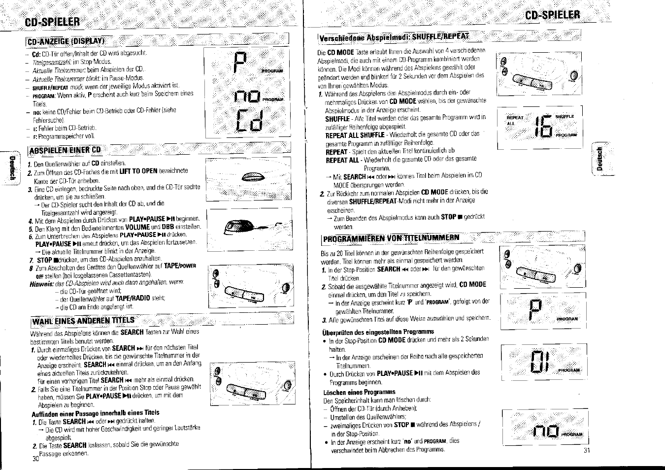 Verschieden absplelmedi: shuffleyrepeat, Vhliiilltamemr, P-spieler | Cd-spieler | Philips AZ1007/01 User Manual | Page 16 / 26