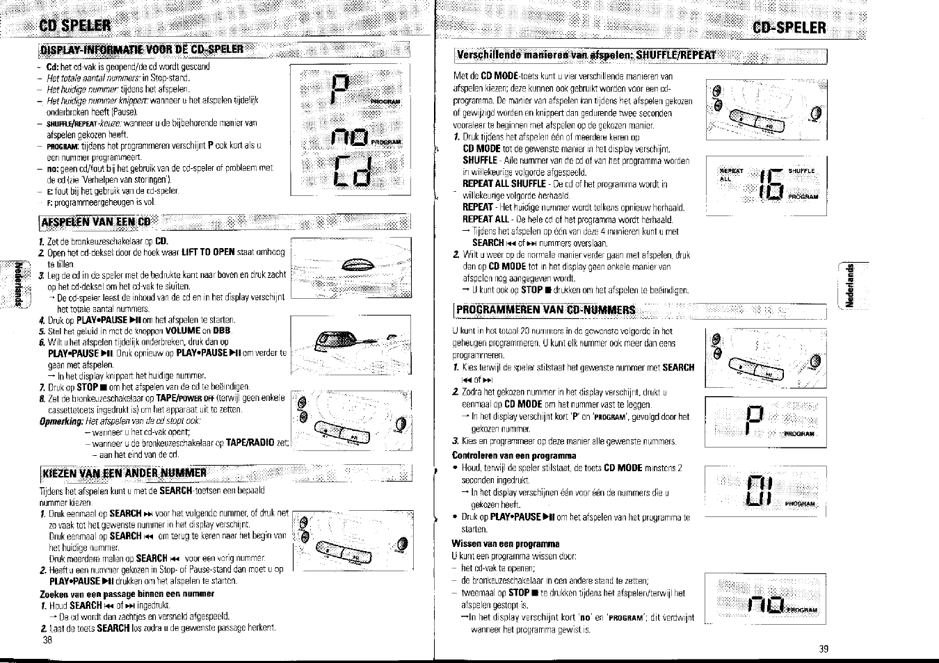 M $peler, Cd-speler, Rj lu | Philips AZ1007/01 User Manual | Page 20 / 26