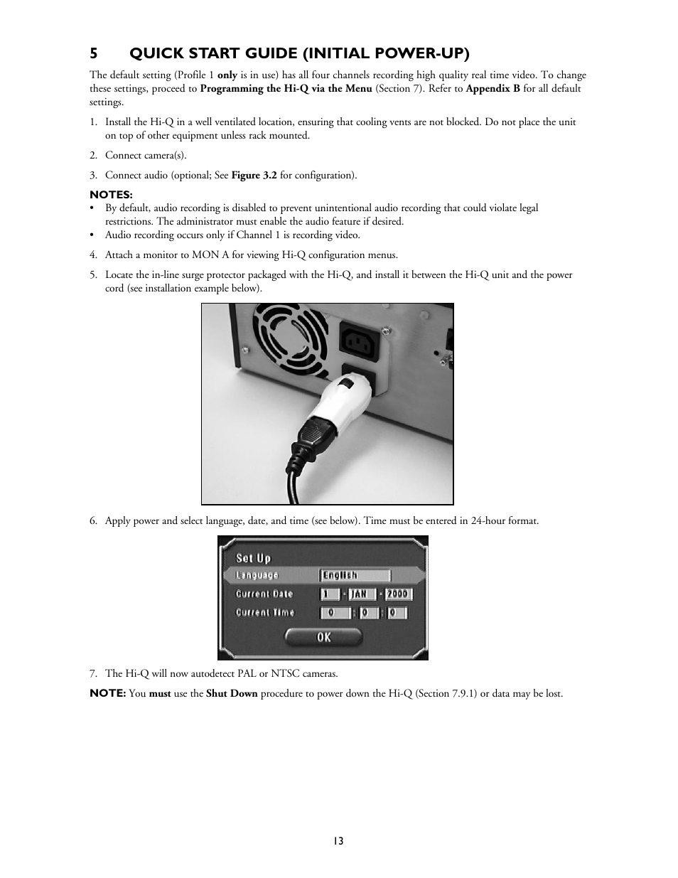 5quick start guide (initial power-up) | Philips Hi-Q Digital Video Recorders User Manual | Page 13 / 36