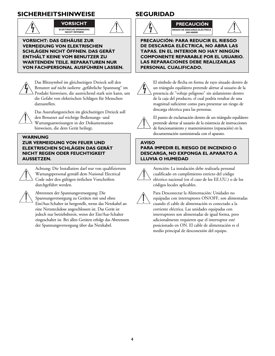 Sicherheitshinweise, Seguridad | Philips Hi-Q Digital Video Recorders User Manual | Page 4 / 36