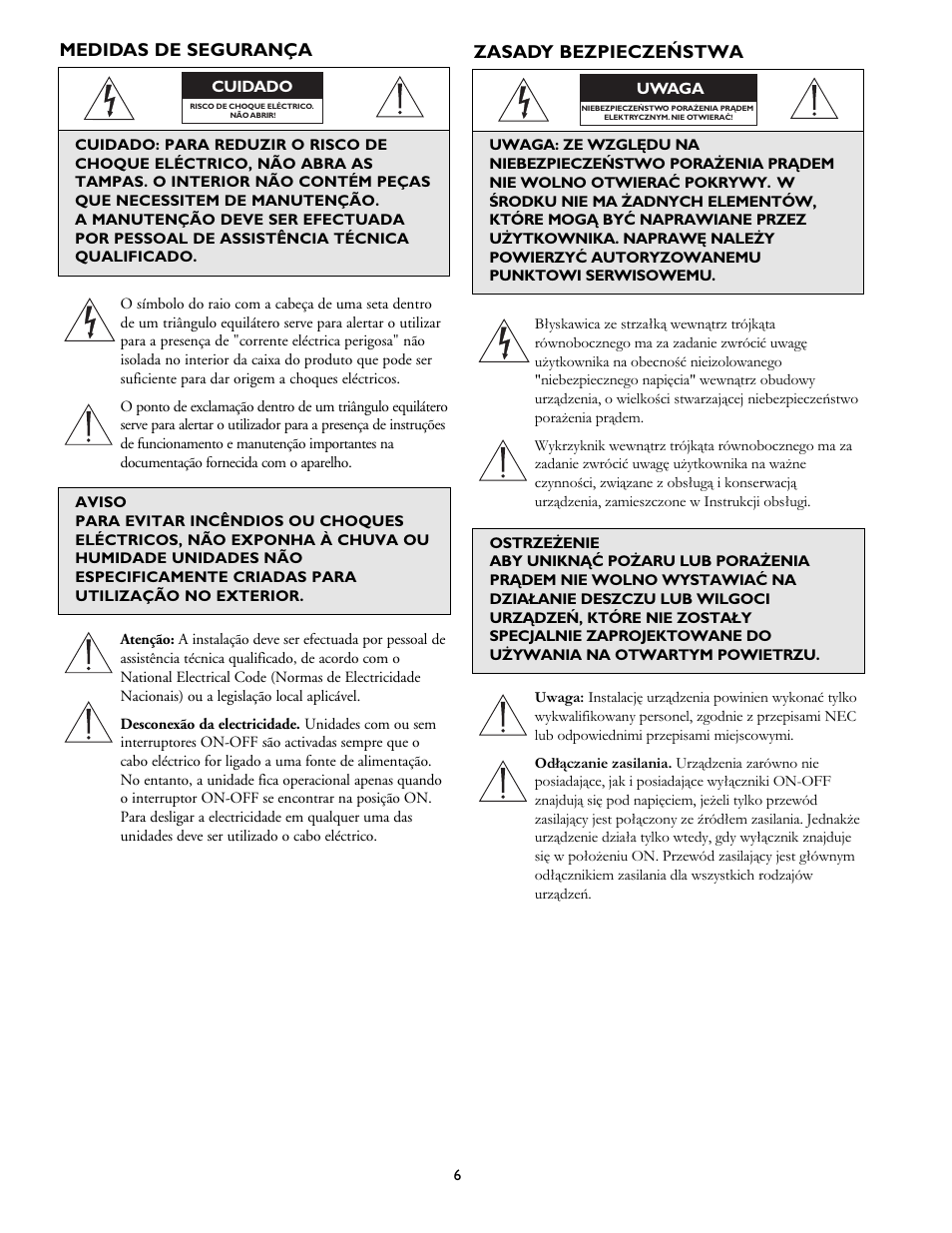 Medidas de segurança, Zasady bezpieczeństwa | Philips Hi-Q Digital Video Recorders User Manual | Page 6 / 36