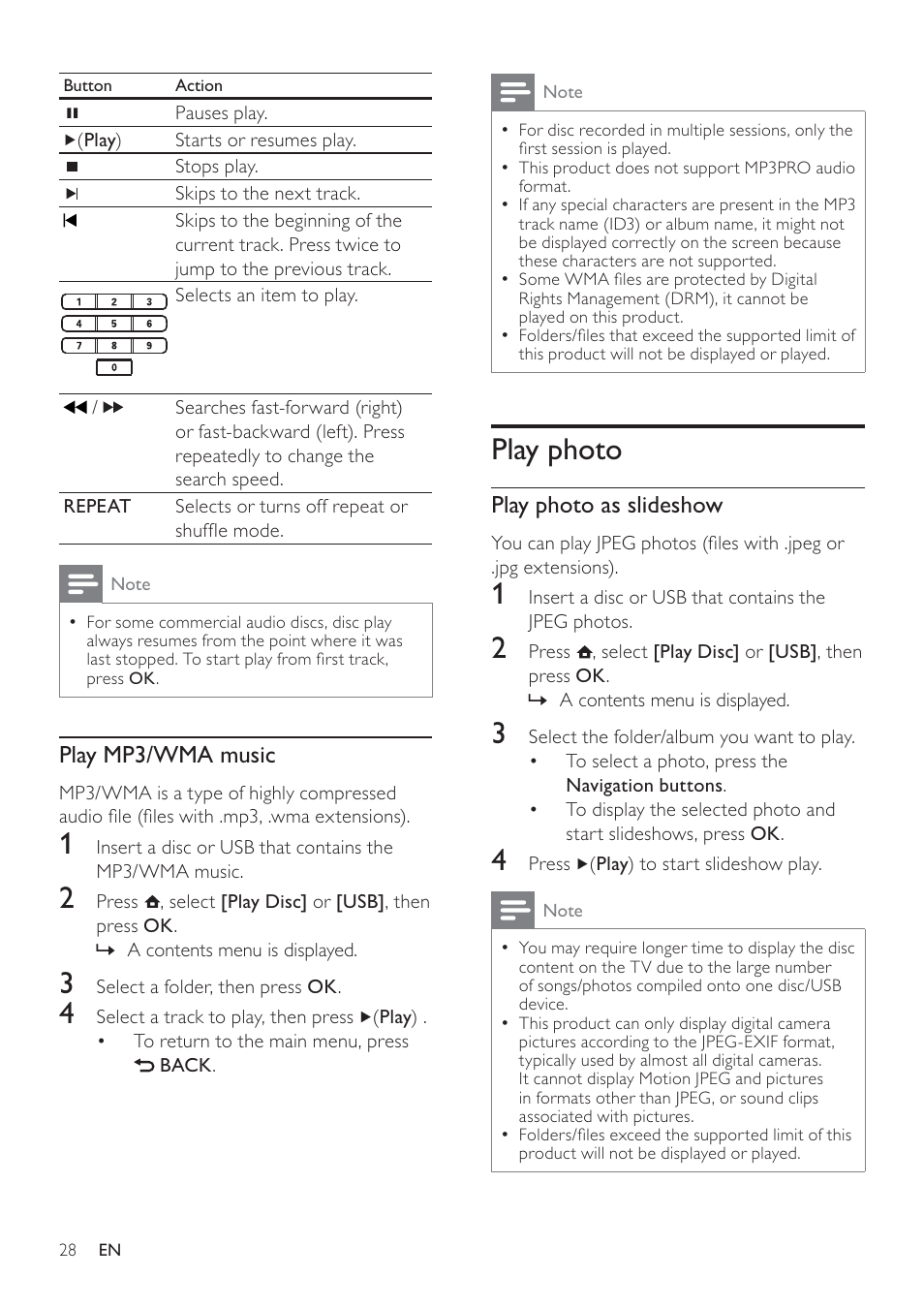 Play photo | Philips HTS7500 User Manual | Page 28 / 52
