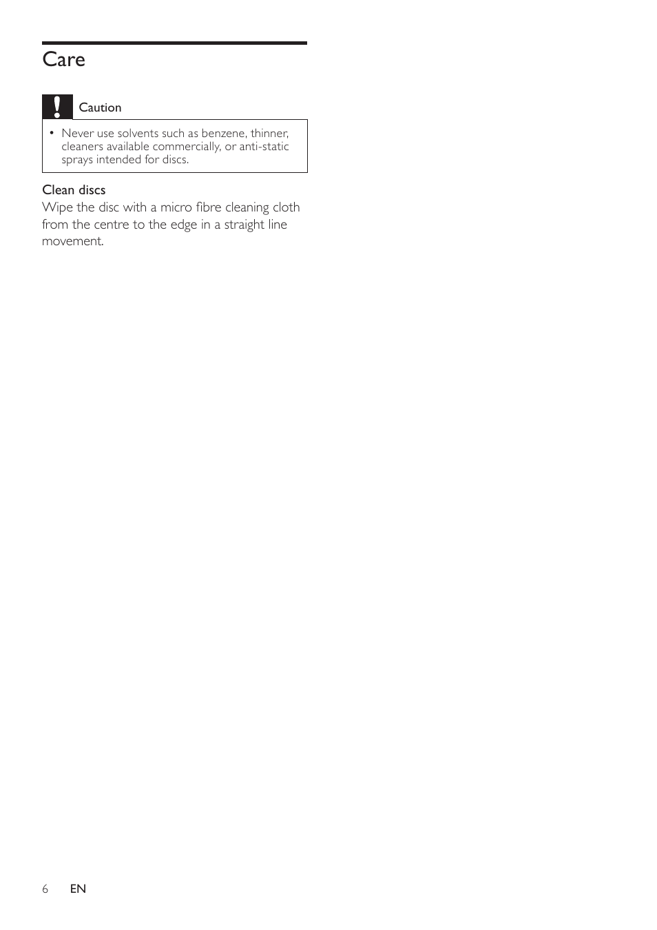 Care | Philips HTS7500 User Manual | Page 6 / 52