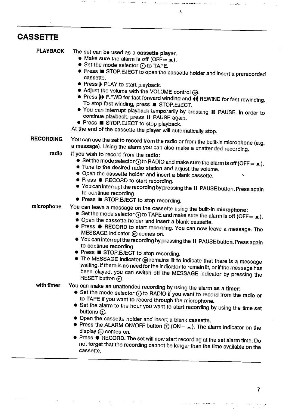 Cassette | Philips AJ3802/05 User Manual | Page 7 / 16