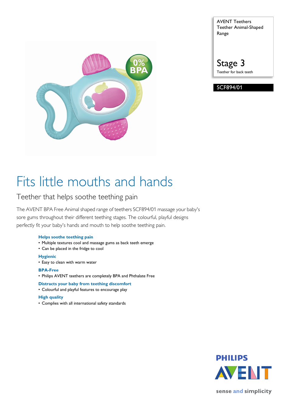 Philips Avent SCF894/01 User Manual | 2 pages