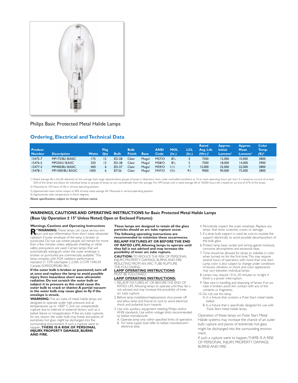 Philips Basic HID Lamp User Manual | Page 3 / 4