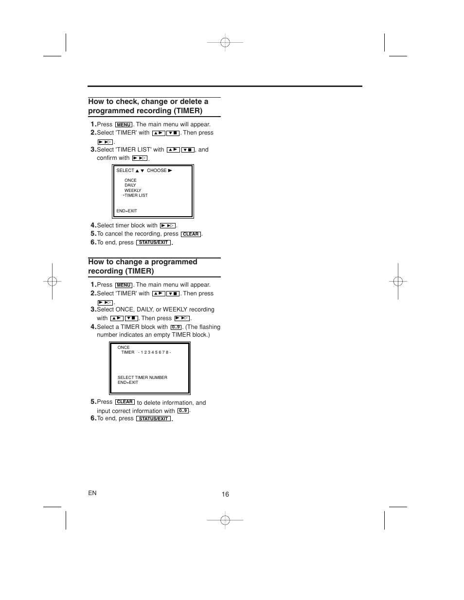 How to change a programmed, Recording(timer), How to change a programmed recording (timer) | Philips 14PV365/07 User Manual | Page 19 / 23