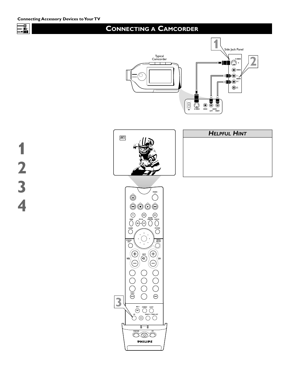 Onnecting a, Amcorder, Elpful | Philips 60PW9383 User Manual | Page 16 / 72