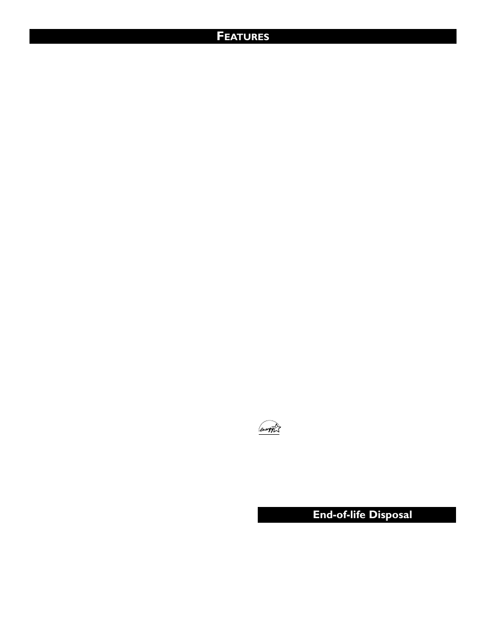 End-of-life disposal, Eatures | Philips 60PW9383 User Manual | Page 5 / 72