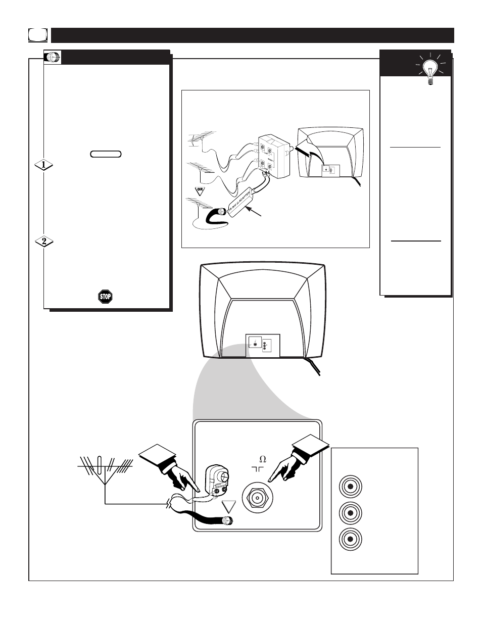 Tv (b, Tv c, Ooking | Asic, Ntenna, Onnections | Philips MAGNAVOX PS1956C1 User Manual | Page 6 / 40