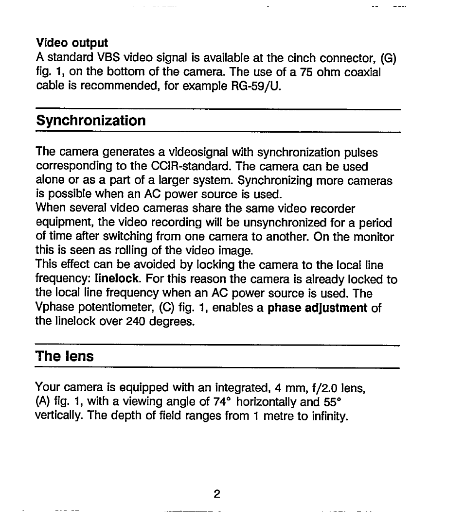 Synchronization, The lens | Philips VCM 6110/00T User Manual | Page 5 / 10