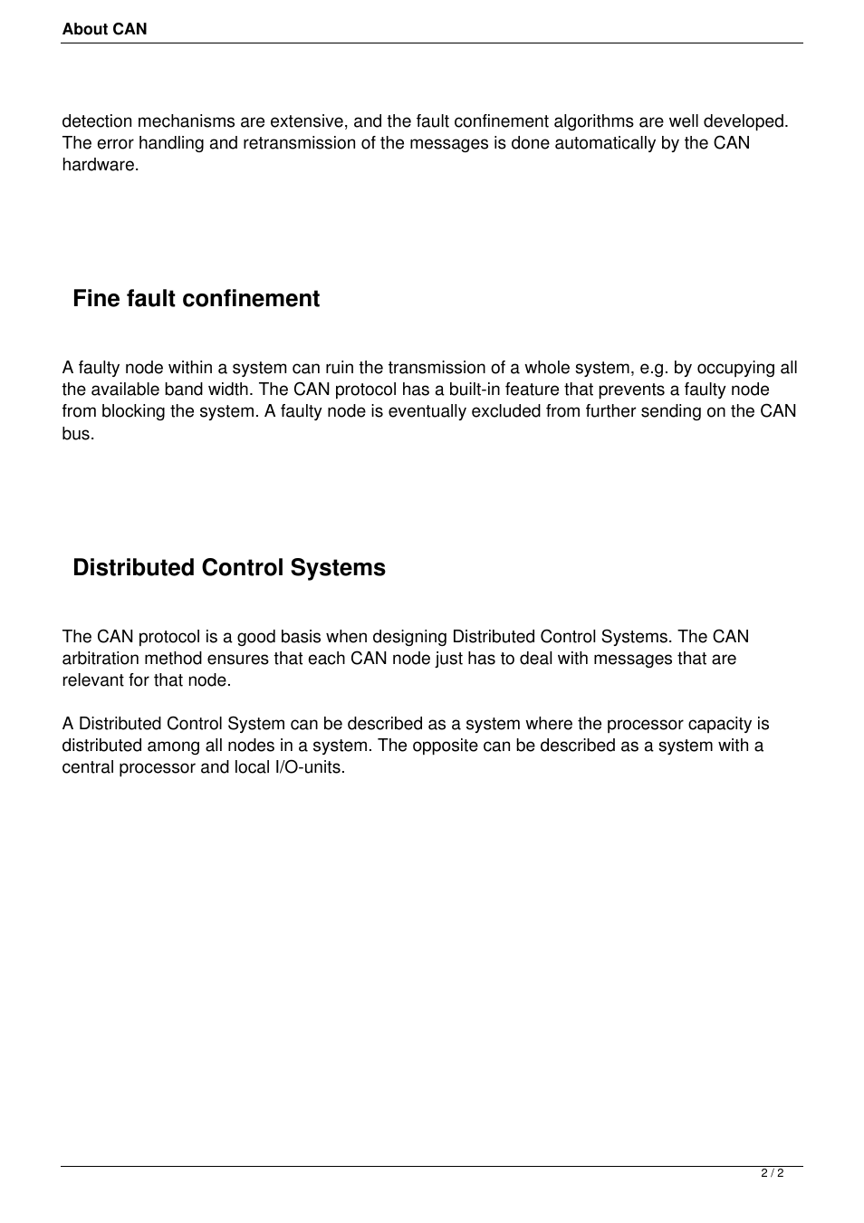 Fine fault confinement, Distributed control systems | Philips Kvaser LAPcan II User Manual | Page 2 / 2