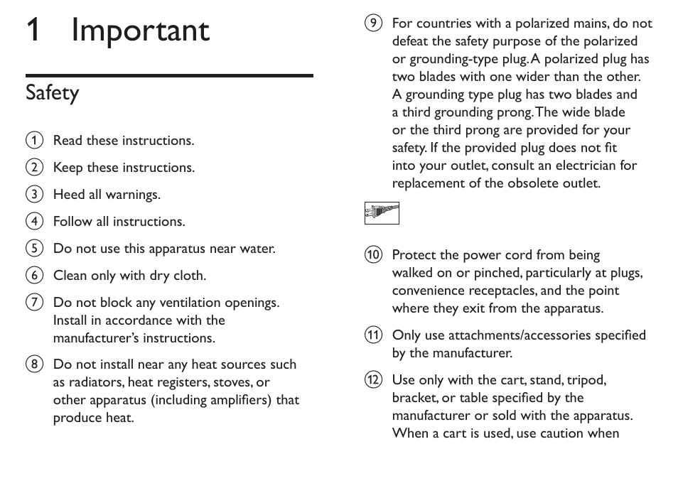 1 important, Safety | Philips PET712/12 User Manual | Page 5 / 29