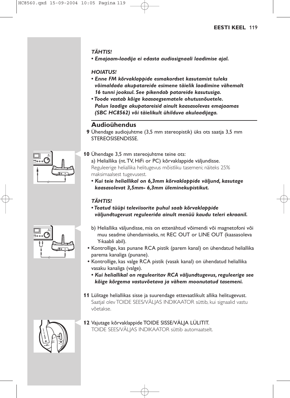 Audioühendus | Philips HC 8560 User Manual | Page 119 / 142