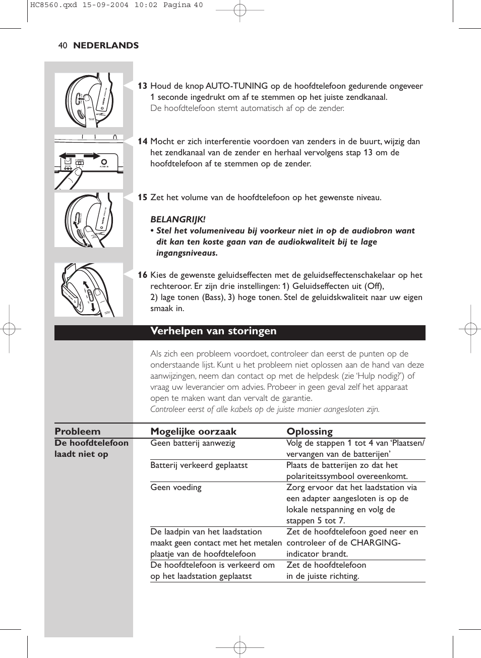 Verhelpen van storingen | Philips HC 8560 User Manual | Page 40 / 142