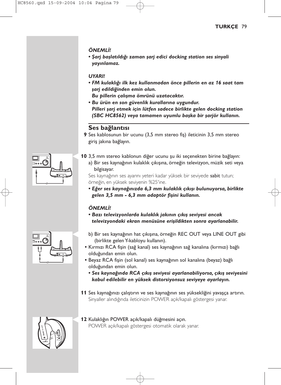 Ses bağlantısı | Philips HC 8560 User Manual | Page 79 / 142