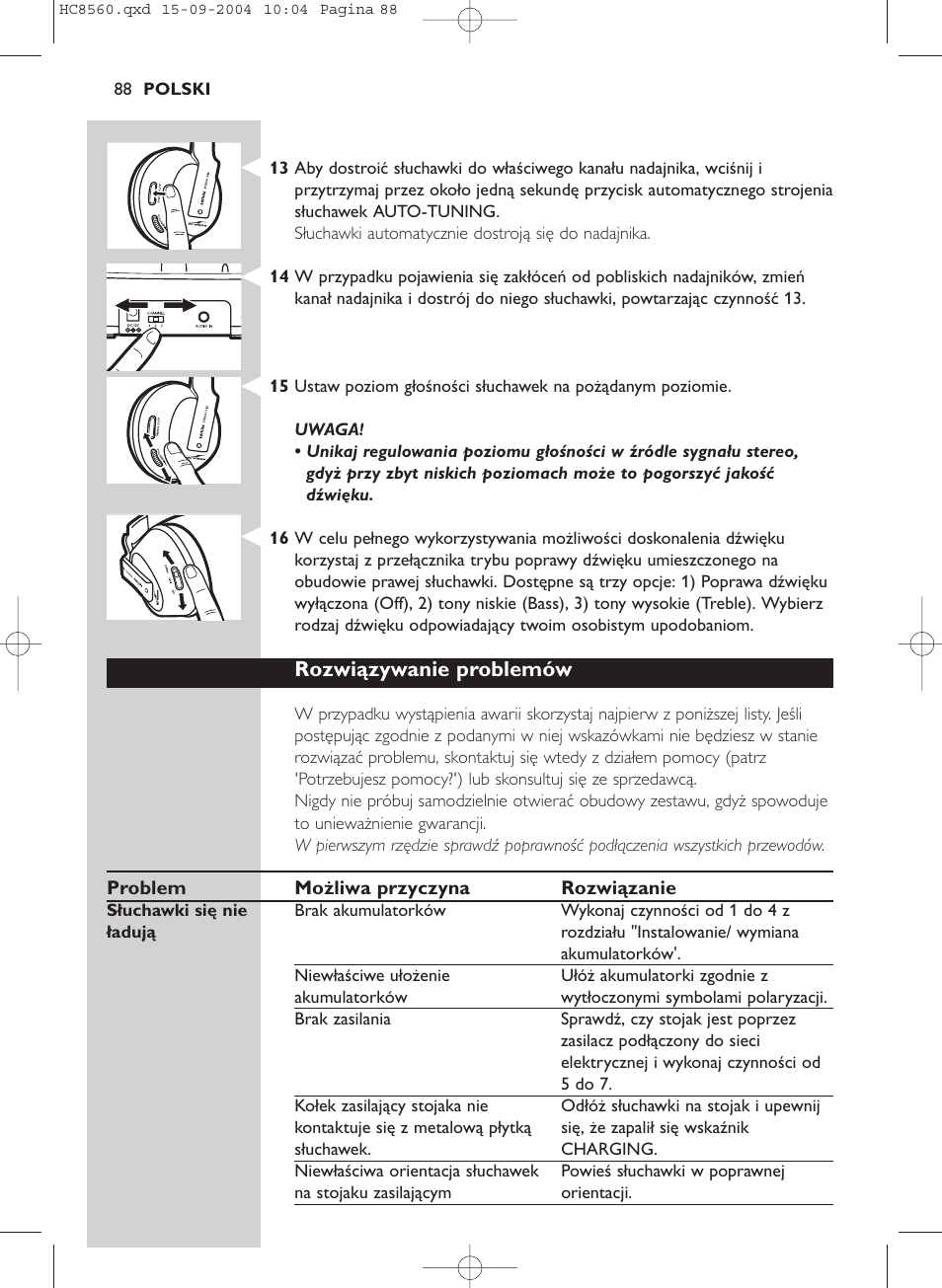 Rozwiązywanie problemów | Philips HC 8560 User Manual | Page 88 / 142