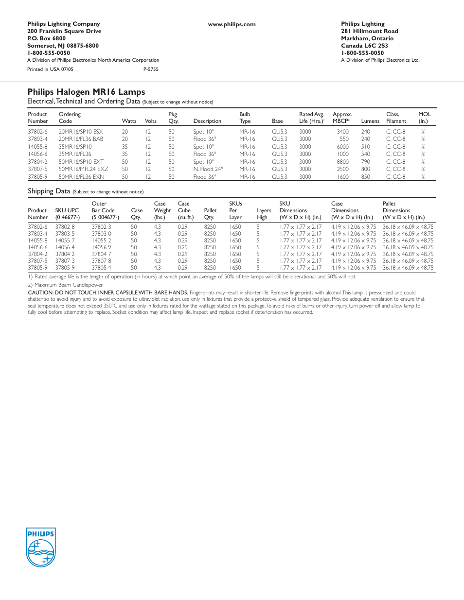 Philips halogen mr16 lamps | Philips Halogen MR16 User Manual | Page 2 / 2