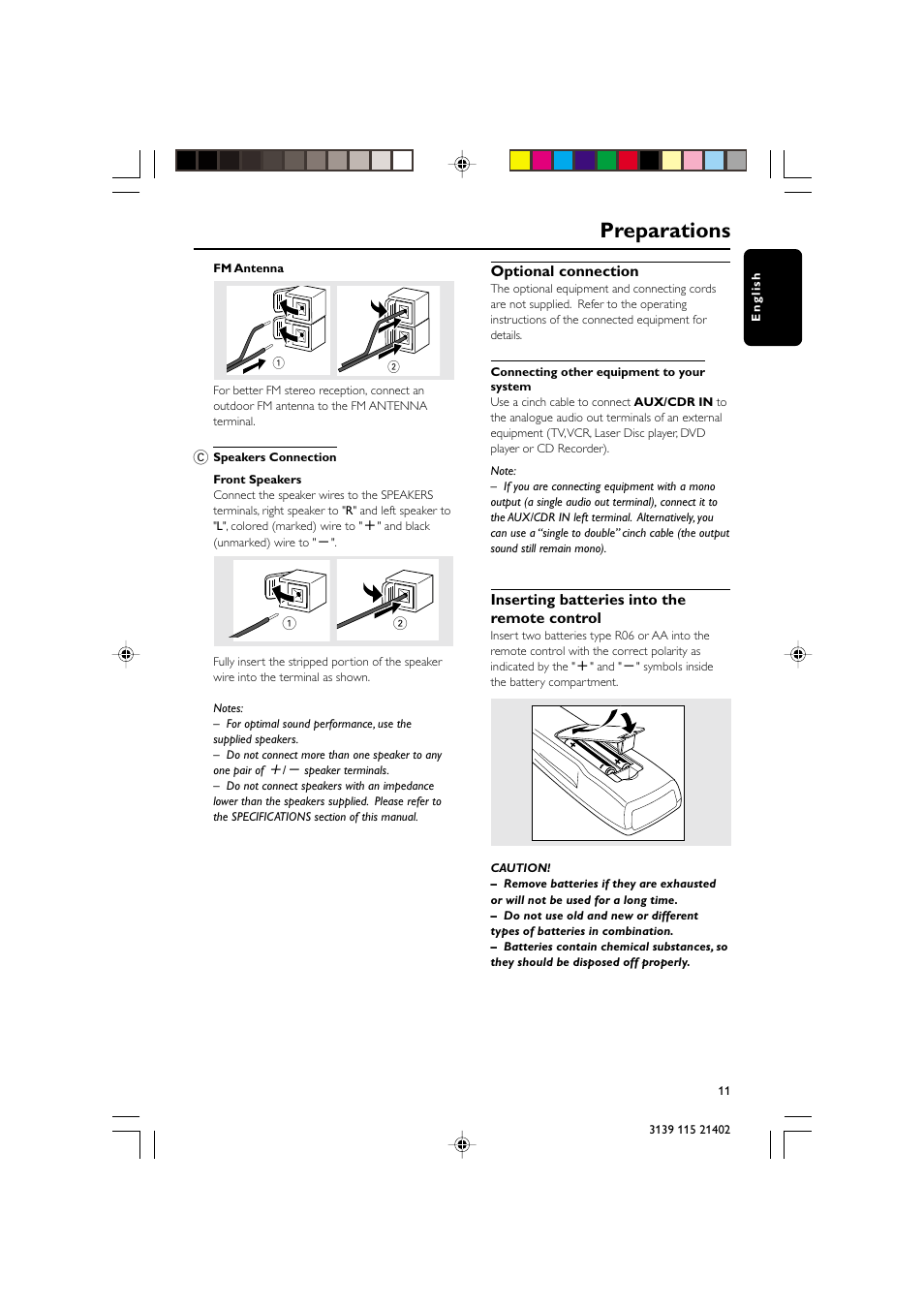 Preparations | Philips FW-M355 User Manual | Page 11 / 31