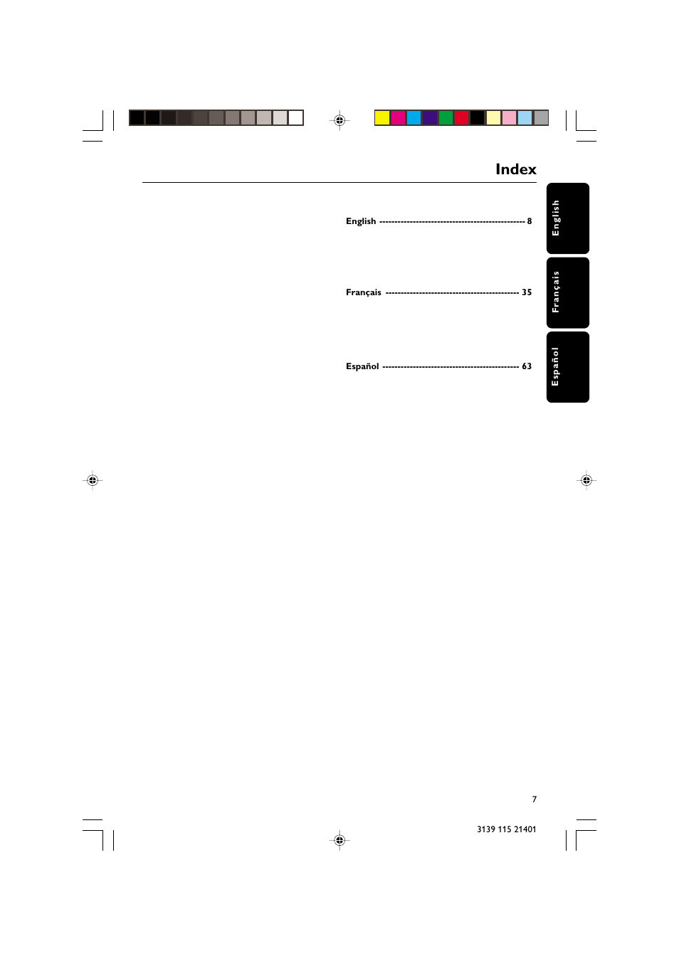 Index | Philips FW-M355 User Manual | Page 7 / 31