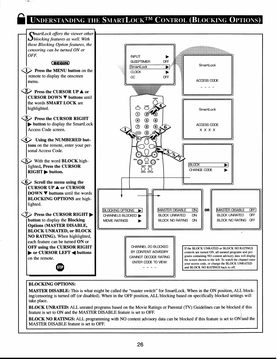 Blocking options, Nderstanding, Mart | Ontrol, Locking, Ptions | Philips XS1956CI User Manual | Page 26 / 40