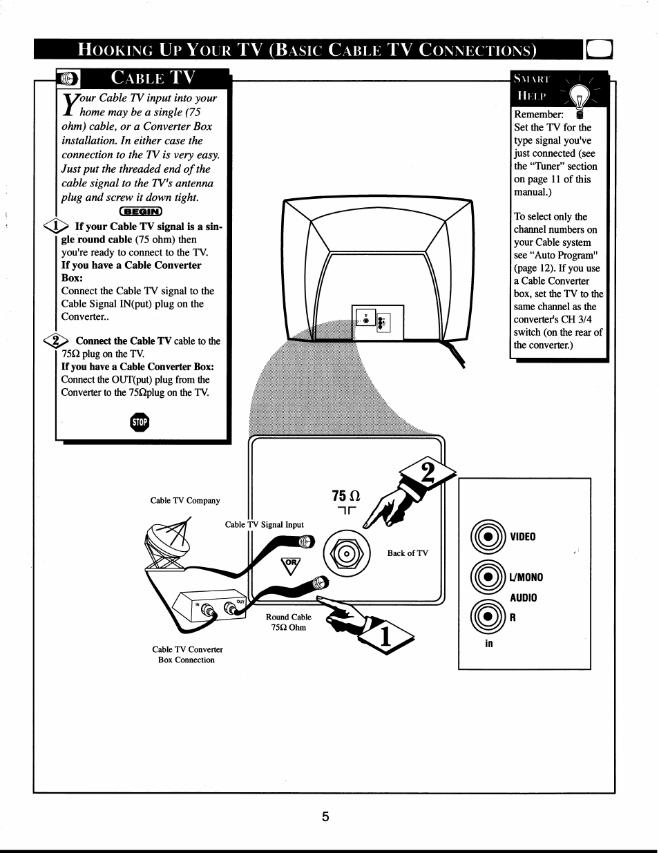 Cable tv | Philips XS1956CI User Manual | Page 5 / 40