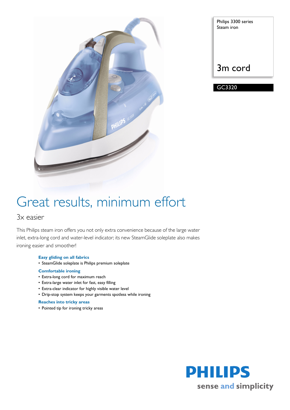 Philips GC3320 User Manual | 2 pages