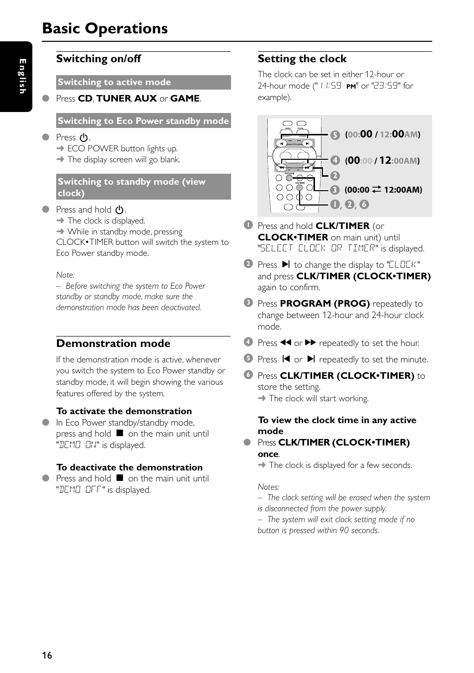 Basic operations | Philips FW-C557/37 User Manual | Page 16 / 26