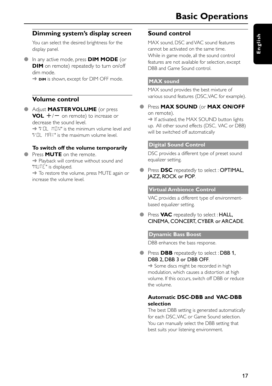 Basic operations | Philips FW-C557/37 User Manual | Page 17 / 26