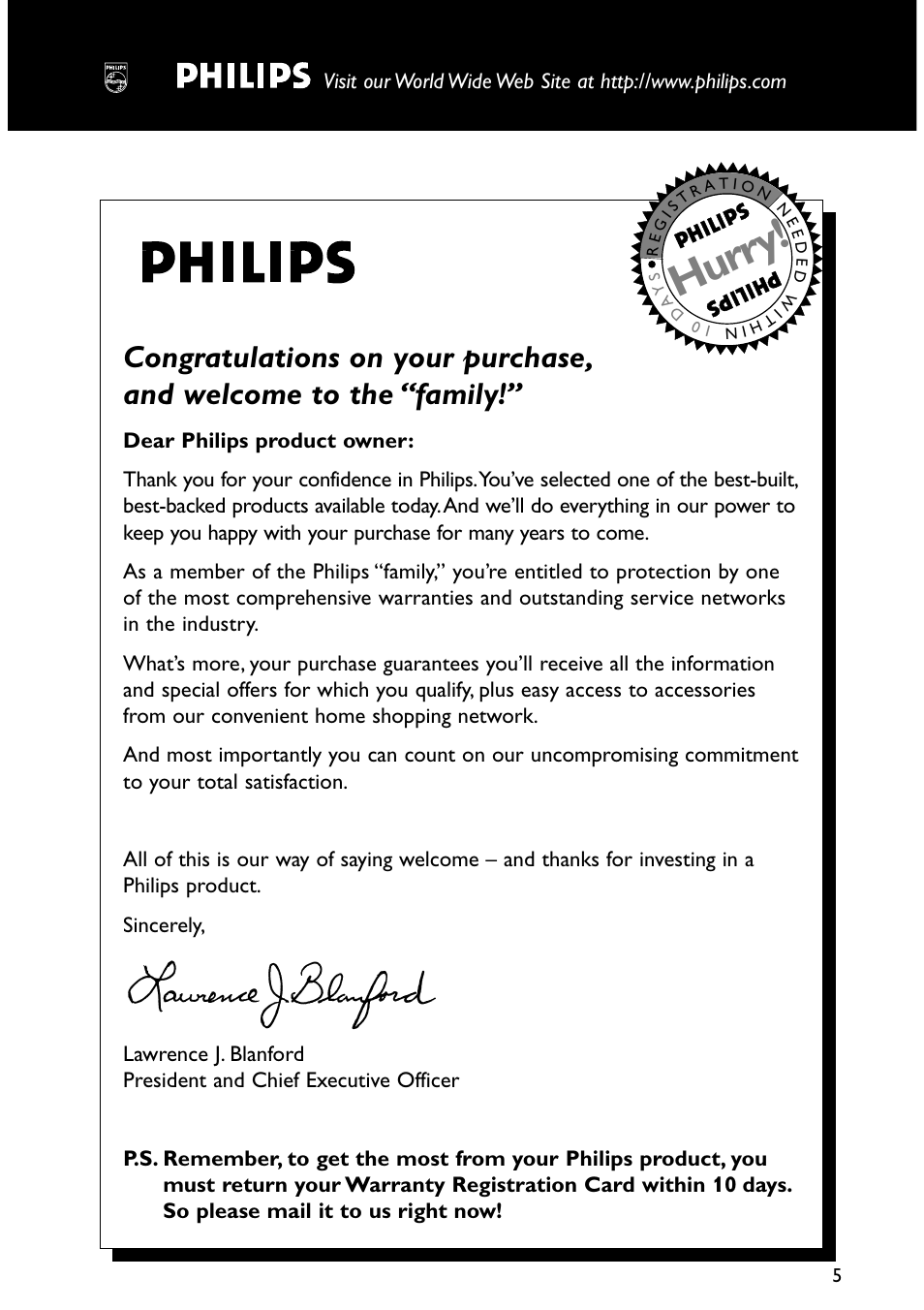 Hurry | Philips FW-C557/37 User Manual | Page 5 / 26