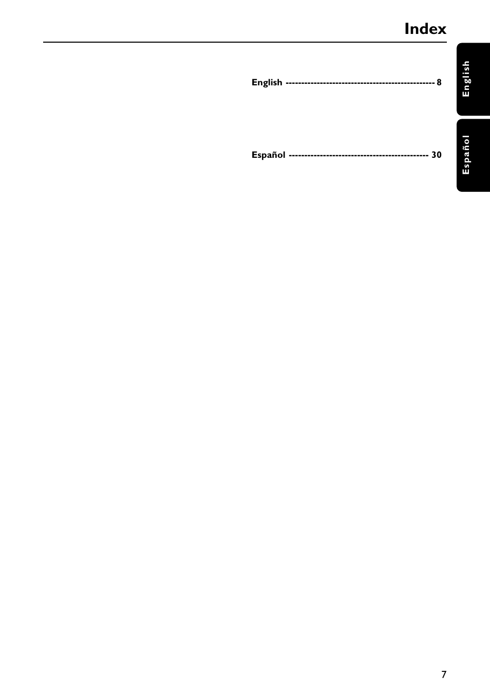 Index | Philips FW-C557/37 User Manual | Page 7 / 26