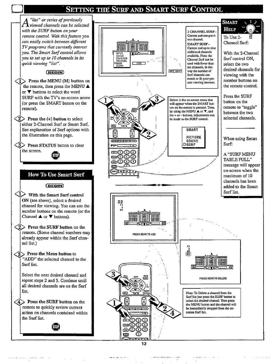 How to use smart surf, Etting, Mart | Ontrol | Philips TP3267C User Manual | Page 12 / 40