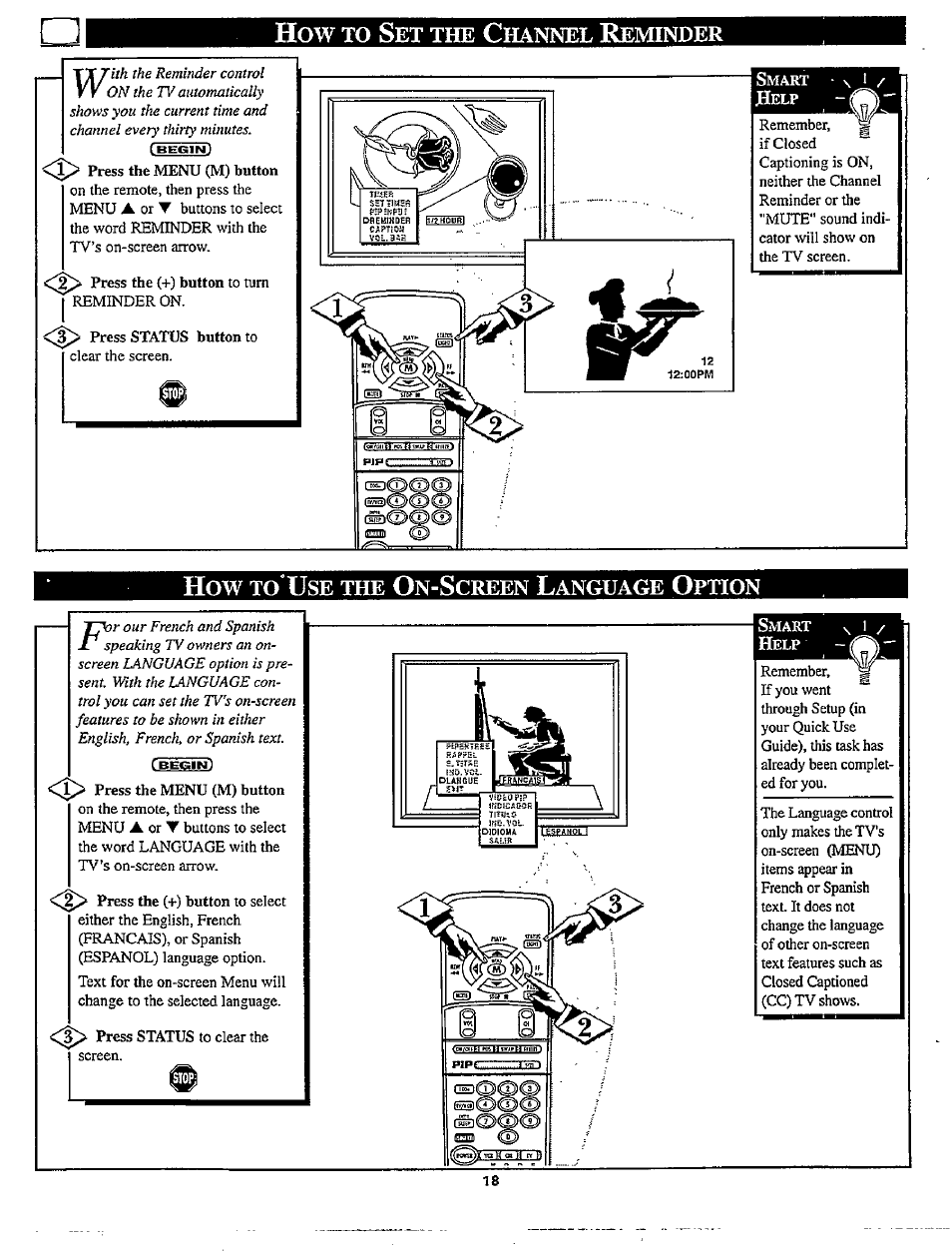 How to use the on-screen language option, Using the on-screen language option........... is, Use the o | Philips TP3267C User Manual | Page 18 / 40