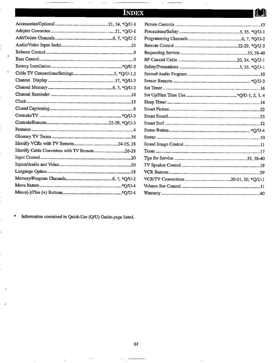 Index, Ndex | Philips TP3267C User Manual | Page 37 / 40