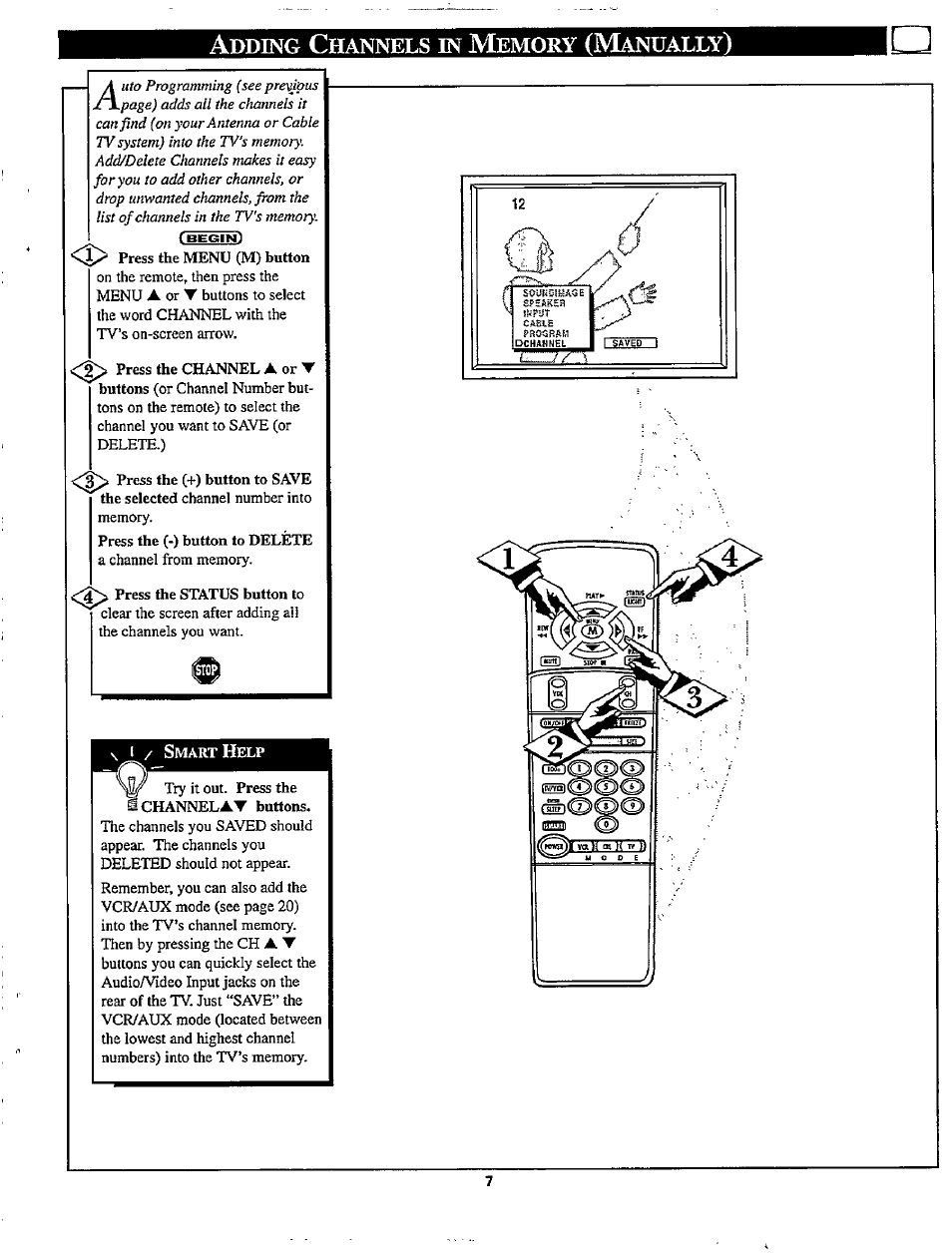 Press the channel a or t | Philips TP3267C User Manual | Page 7 / 40