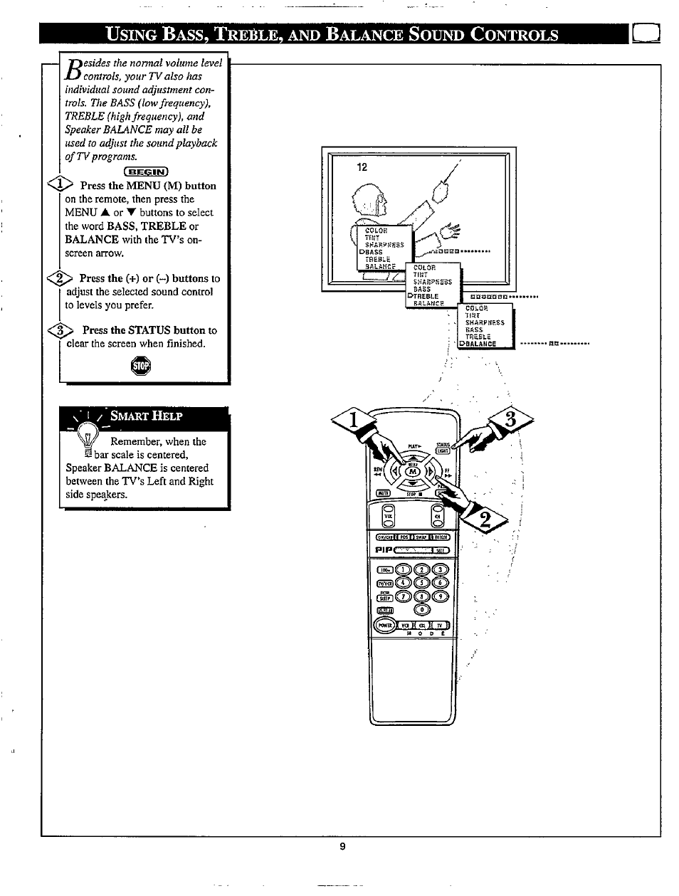 Sing, Reble, Alance | Ound, Ontrols | Philips TP3267C User Manual | Page 9 / 40